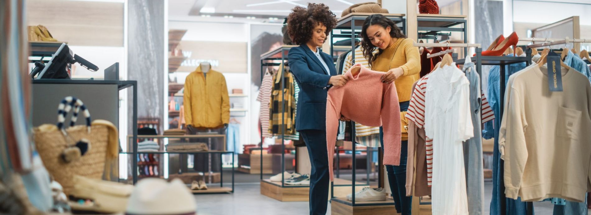 Women shopping for clothing