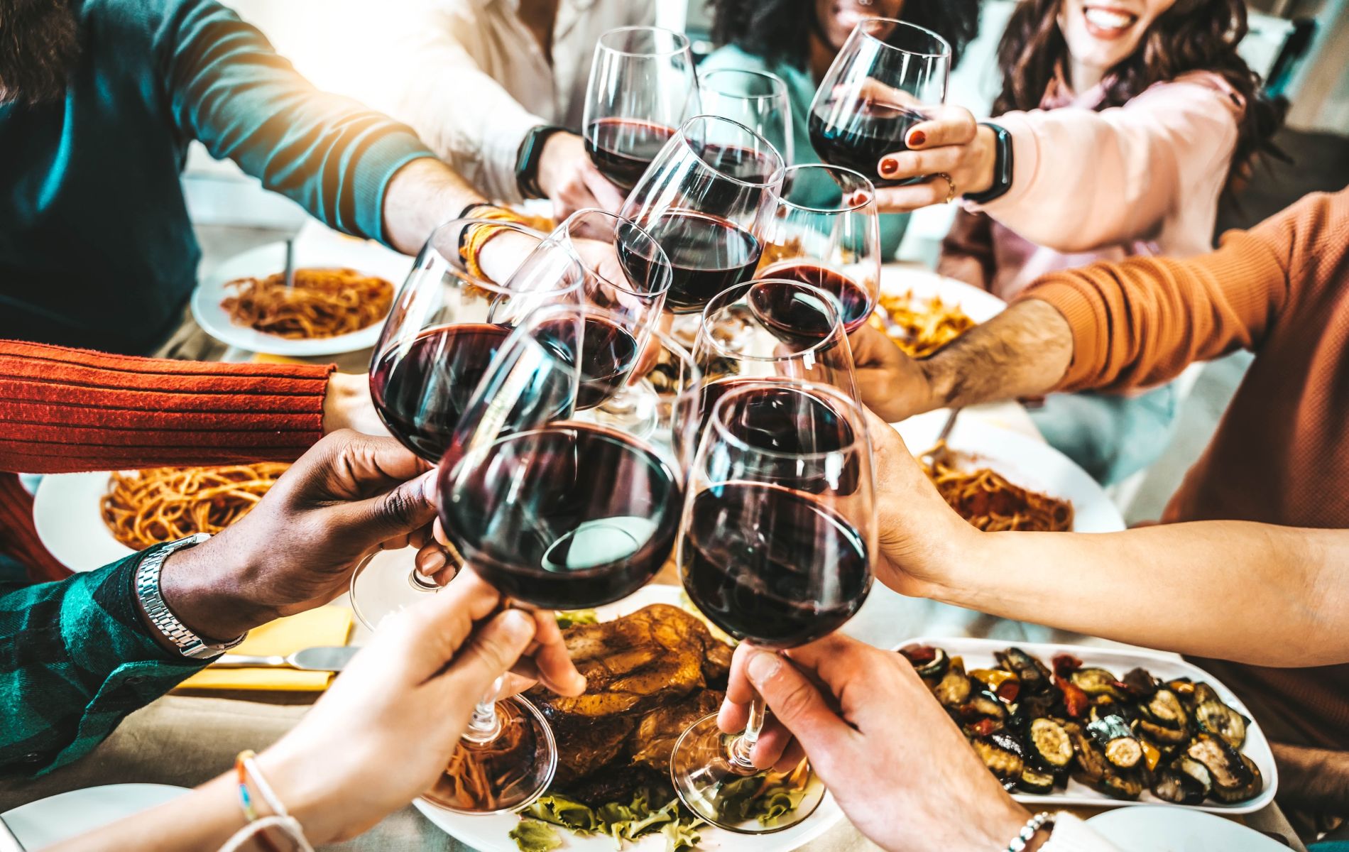 group of friends drinking wine