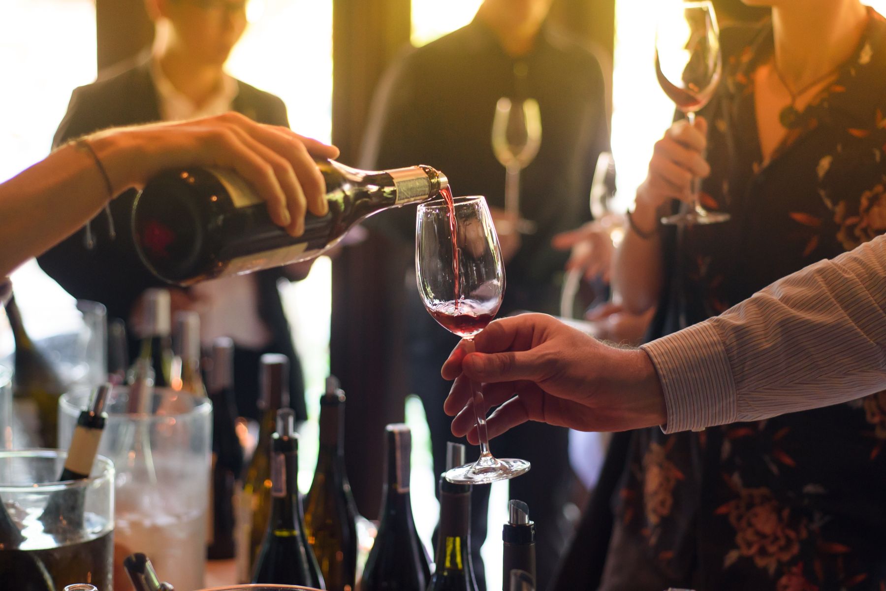 Enjoying a wine tasting at a winery